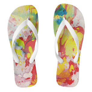Pink Red Yellow Blue Green Trendy Modern Abstract Thongs