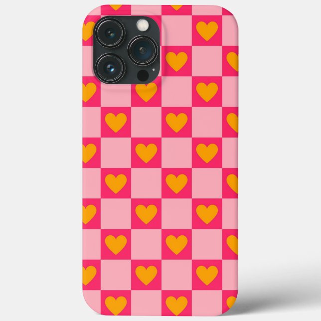 Pink Red Yellow Heart Love Chequered Y2K Pattern Case-Mate iPhone Case (Back)