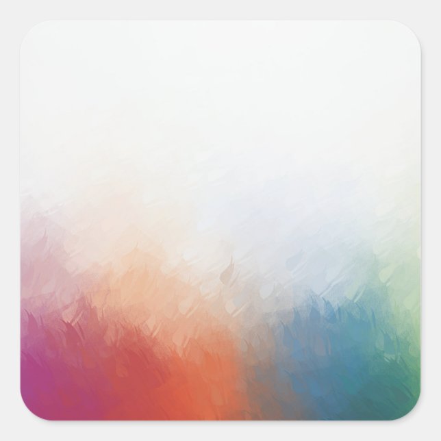 Pink Red Yellow Orange Blue Green Modern Colourful Square Sticker (Front)