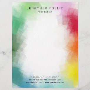 Pink Red Yellow Orange Purple Blue Green Rainbow Custom Letterhead
