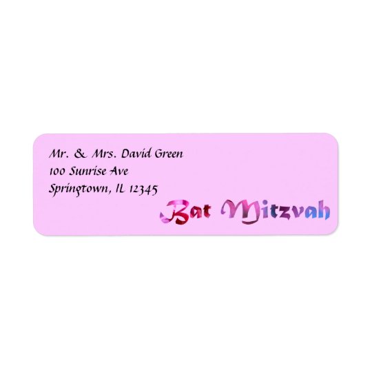 Pink Redbud Blossoms Bat Mitzvah Return Address Label