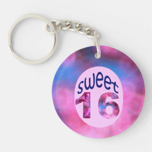 Pink Redbud Blossoms Custom Sweet 16 Key Ring