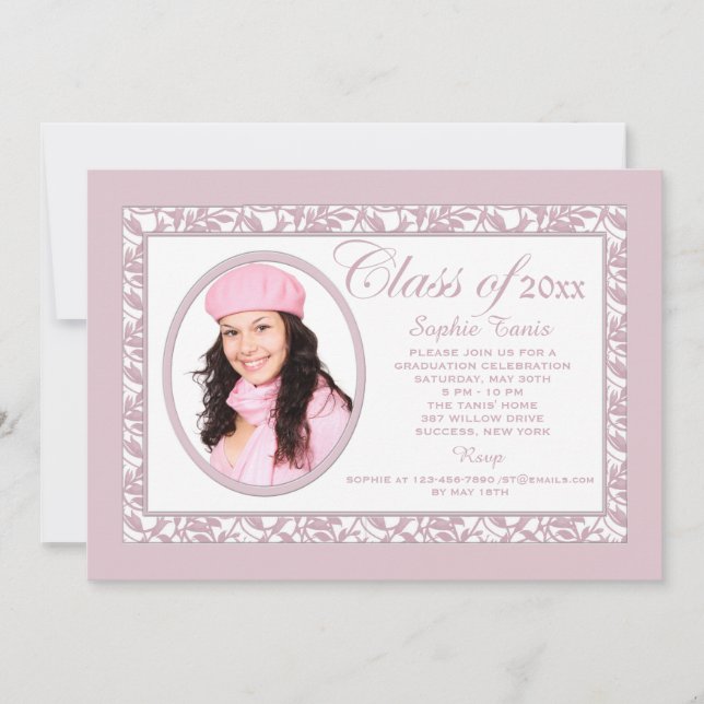 Pink Reflection Photo Invitation (Front)