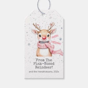 Pink Reindeer Christmas Gift Tags