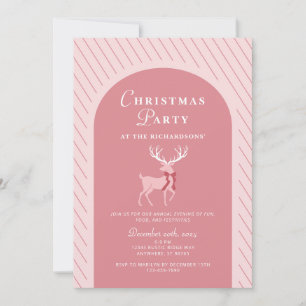 Pink Reindeer Elegant Christmas Party Invitation