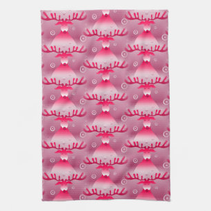 pink reindeer kitchen towel