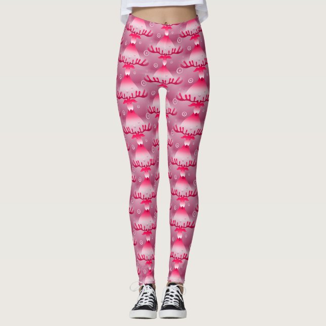 pink reindeer leggings (Front)