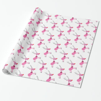 Pink reindeer wrap wrapping paper