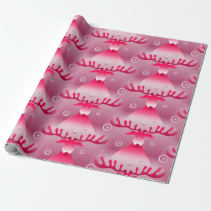 pink reindeer wrapping paper
