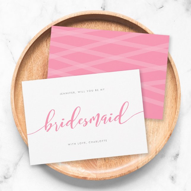 Pink Relax Script Will You Be My Bridesmaid Invitation (Creator Uploaded)