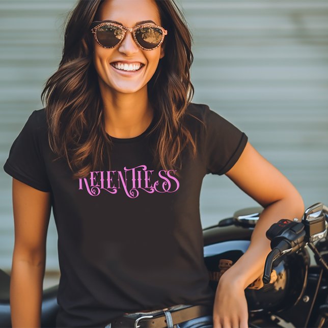 Pink Relentless Typography Design T-Shirt (Creator Uploaded)