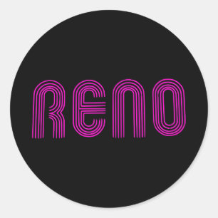 Pink Reno Sign Classic Round Sticker