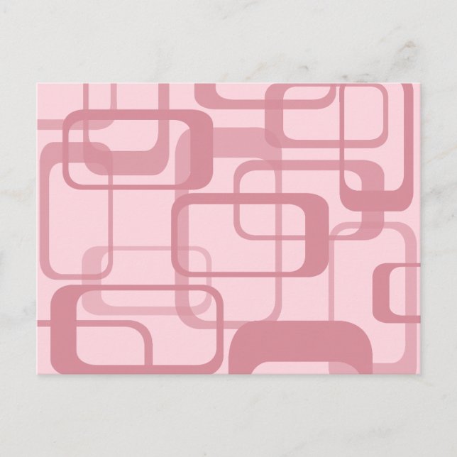 Pink Retro 60's 70's Abstract Pattern Holiday Postcard (Front)