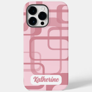 Pink Retro 60's 70's Abstract Pattern Name Case-Mate iPhone 14 Pro Max Case