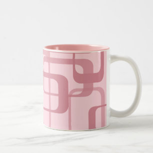 Pink Retro 60's 70's Abstract Pattern Two-Tone Coffee Mug
