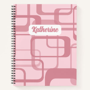 Pink Retro Abstract Pattern Notebook