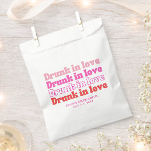 Pink Retro Bachelorette Party Drunk in Love Favour Bag