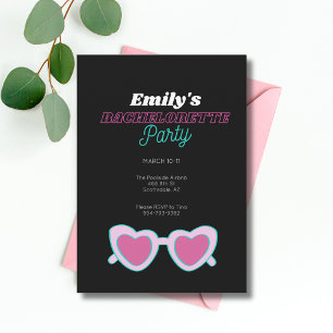 Pink Retro Bachelorette Party Invitation Itinerary