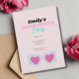 Pink Retro Bachelorette Party Invitation Itinerary