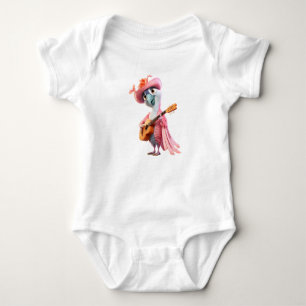 Pink Retro Bird Rocker Baby Bodysuit