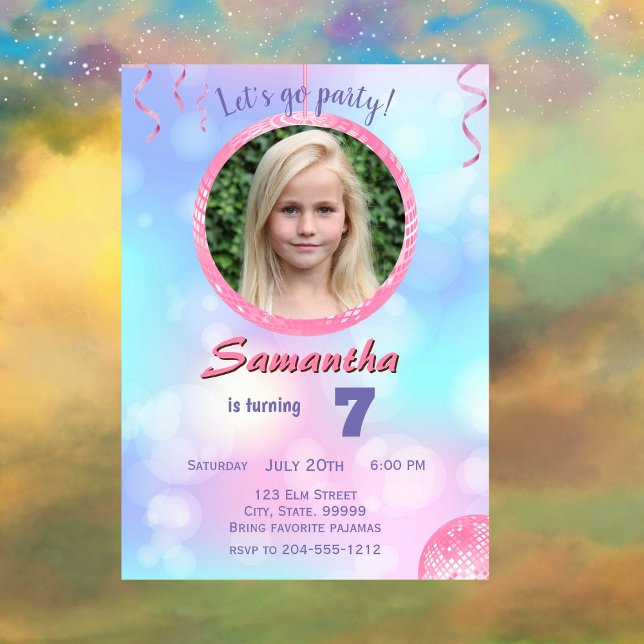 Pink Retro Birthday Girl Invitation   (Creator Uploaded)