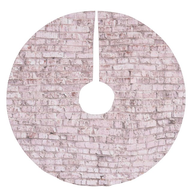 Pink Retro Brick: Saturated Abstract Brushed Polyester Tree Skirt (Front)
