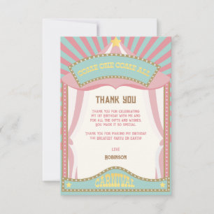 Pink Retro Carnival birthday invitations
