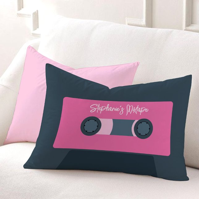 Pink Retro Cassette Tape Lumbar Cushion (Creator Uploaded)
