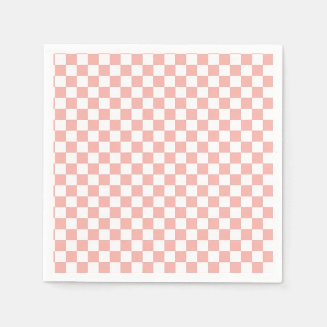 Pink Retro Chequered birthday Napkin (Front)