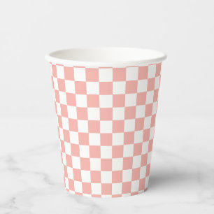Pink Retro Chequered birthday Paper Cups