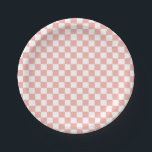 Pink Retro Chequered birthday Paper Plates<br><div class="desc">Retro chequered print Birthday party plates in pink</div>