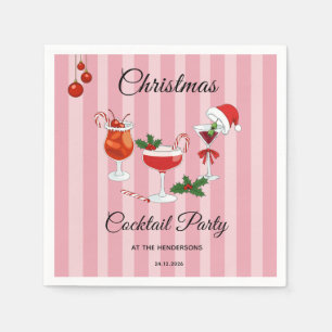 Pink Retro Christmas Cocktail Holiday Party Napkin
