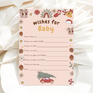 Pink Retro Christmas Tree Wishes for Baby Game Invitation
