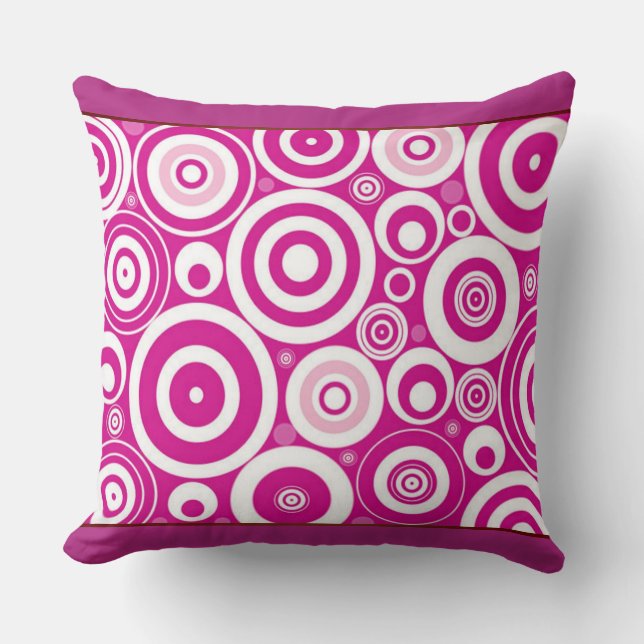 Pink Retro Circles Cushion (Front)