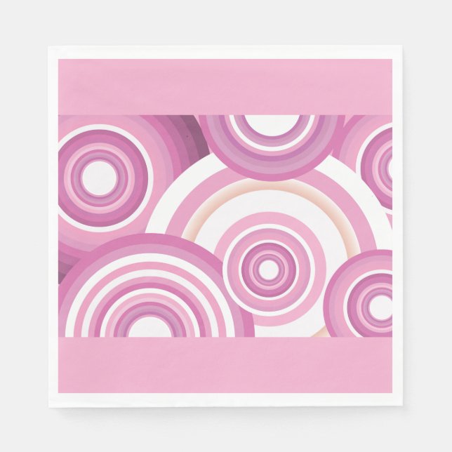 Pink Retro Circles Pattern Napkin (Front)