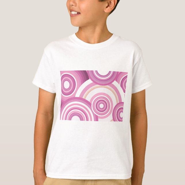 Pink Retro Circles Pattern T-Shirt (Front)