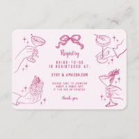 Pink Retro Cocktail Party Bridal Registry Insert