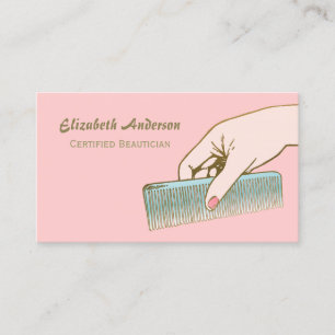Pink Retro Comb Beautician Business Card