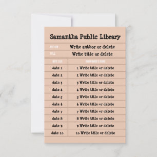 Pink Retro Custom Notebook Line Library Thank You Card