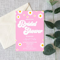 Pink Retro Daisy Flower Bridal Shower