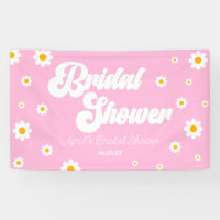 Pink Retro Daisy Flower Floral Bridal Shower