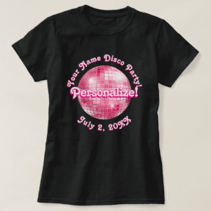 Pink Retro Disco Ball PERSONALIZED T-Shirt