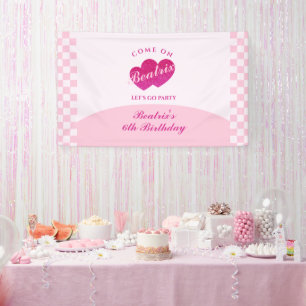 Pink Retro Doll Photo Birthday Banner