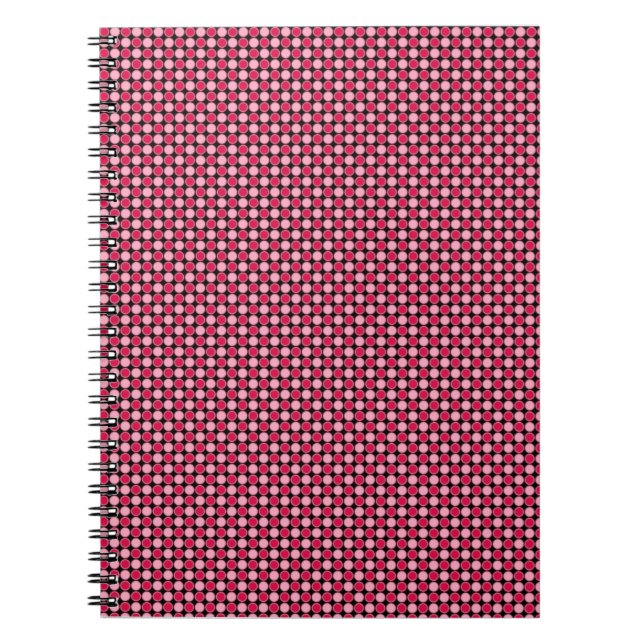 Pink Retro Dot Chequerboard Notebook (Front)