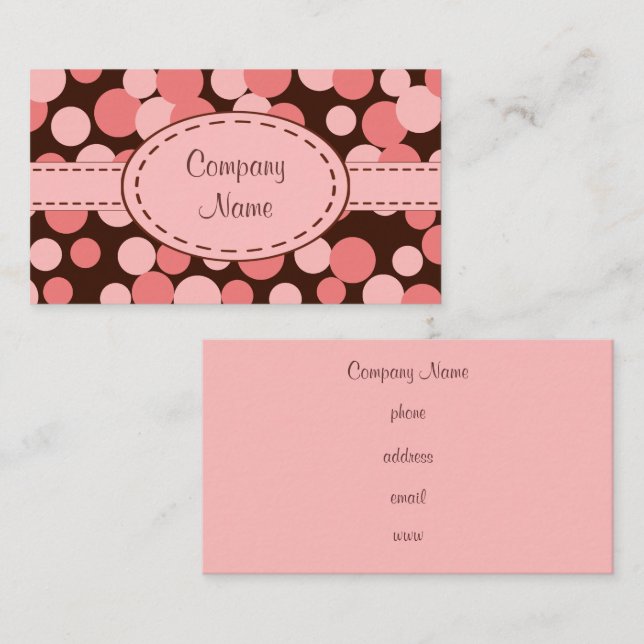Pink Retro Dots Business Card (Front/Back)