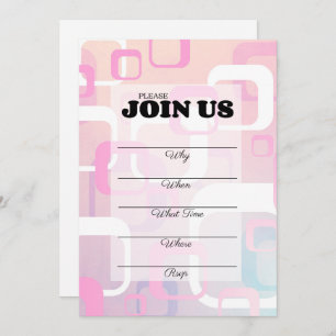 Pink Retro Fill In Multi Purpose Invitation