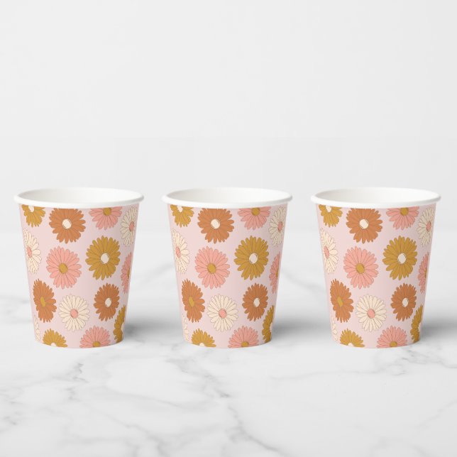 Pink Retro Floral 2nd Birthday Paper Cups (Multi)