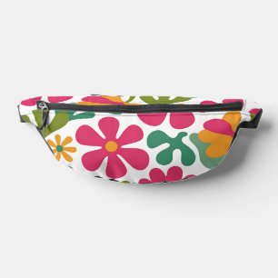 Pink Retro Floral Groovy Seamless Pattern Bum Bags
