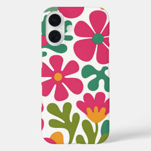 Pink Retro Floral Groovy Seamless Pattern iPhone 16 Case