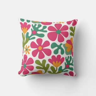 Pink Retro Floral Groovy Seamless Pattern Cushion